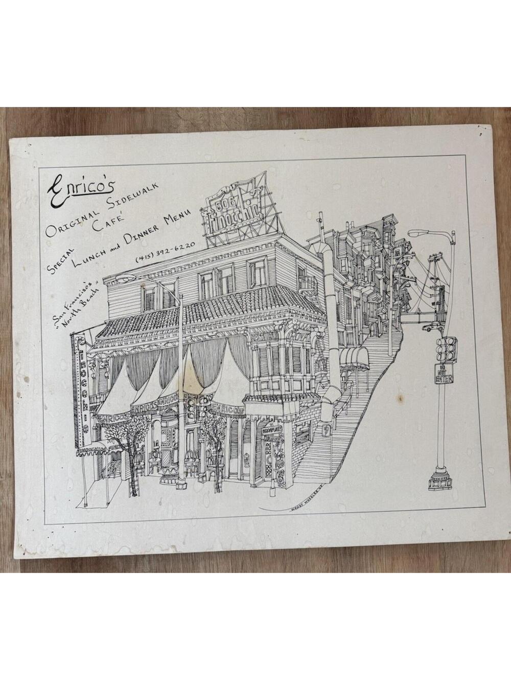 VTG 1968 Wendy Wheeler San Francisco Print Finocchio’s Enrico’s Café Broadway